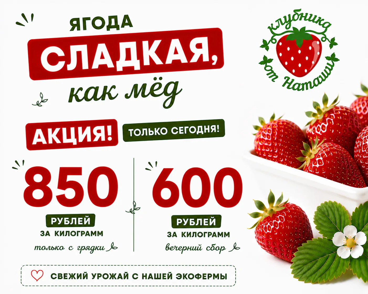 Самая сладкая клубника в сезоне с наступившего сегодня ягодного понедельника 🍓🍓🍓