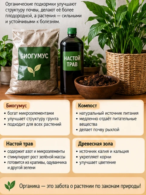 Органические подкормки — хороший способ дополнить уход за растениями.