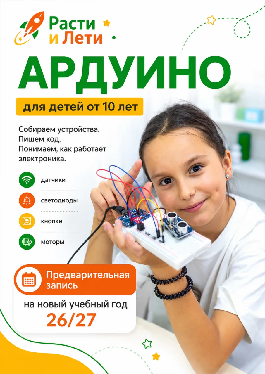 Arduino — это направление для ребят, которые хотят не просто собирать схемы, а создават...