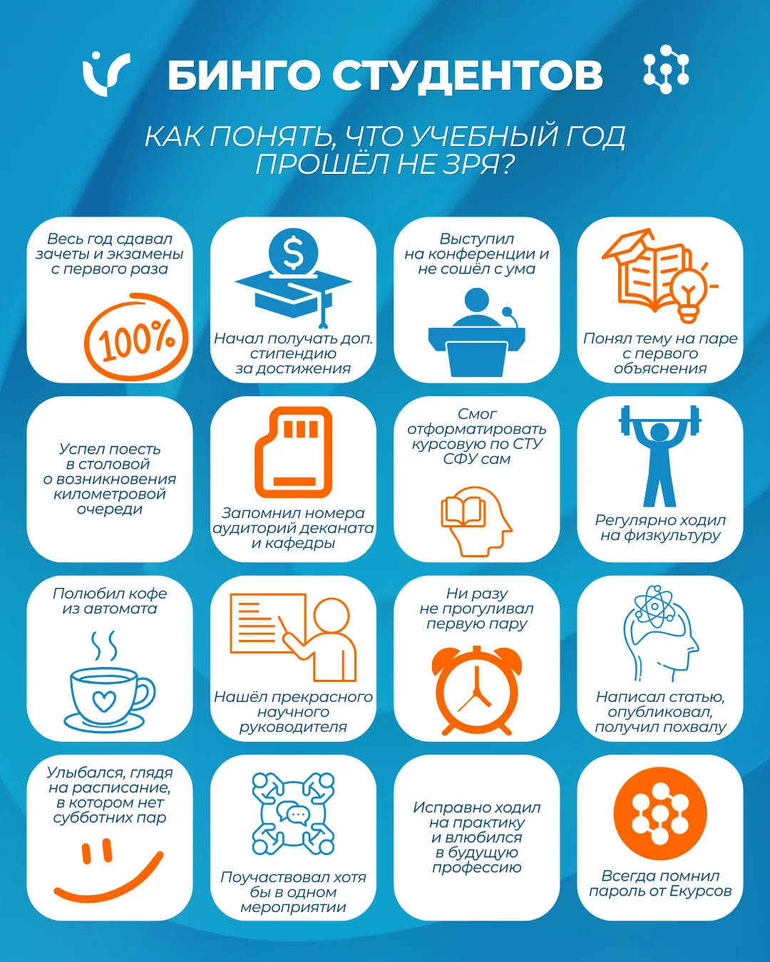 ⚡️ БИНГО ⚡️

Пока бОльшая часть россиян подводит итоги перед Новым годом - студенты и преподаватели 