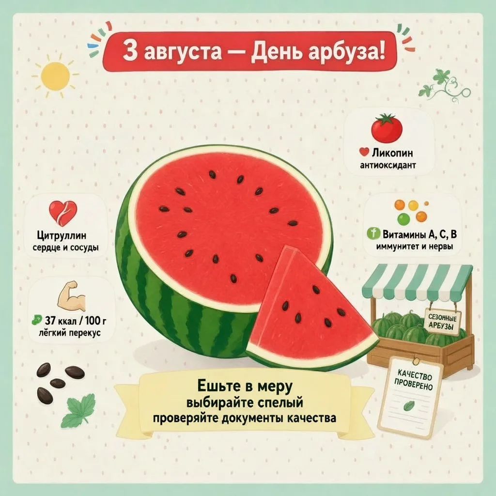 3 августа — День арбуза! 

А вы знали, что арбуз — это на самом деле ягода? И не просто вкусная, а е