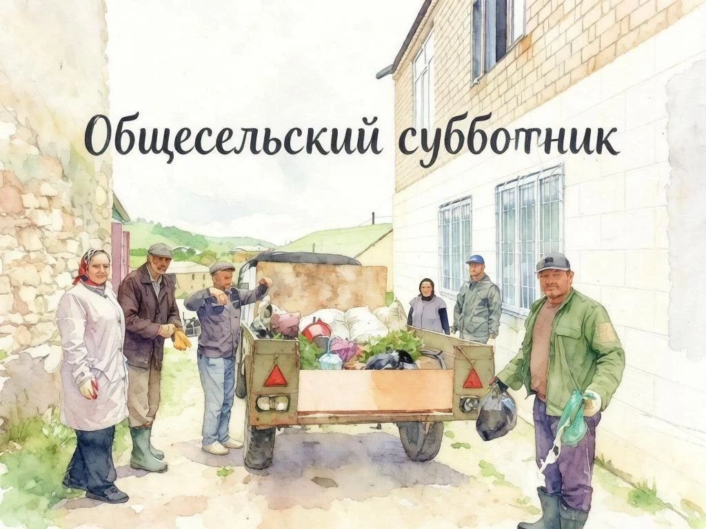 Жители нашего села вышли на общесельский субботник.