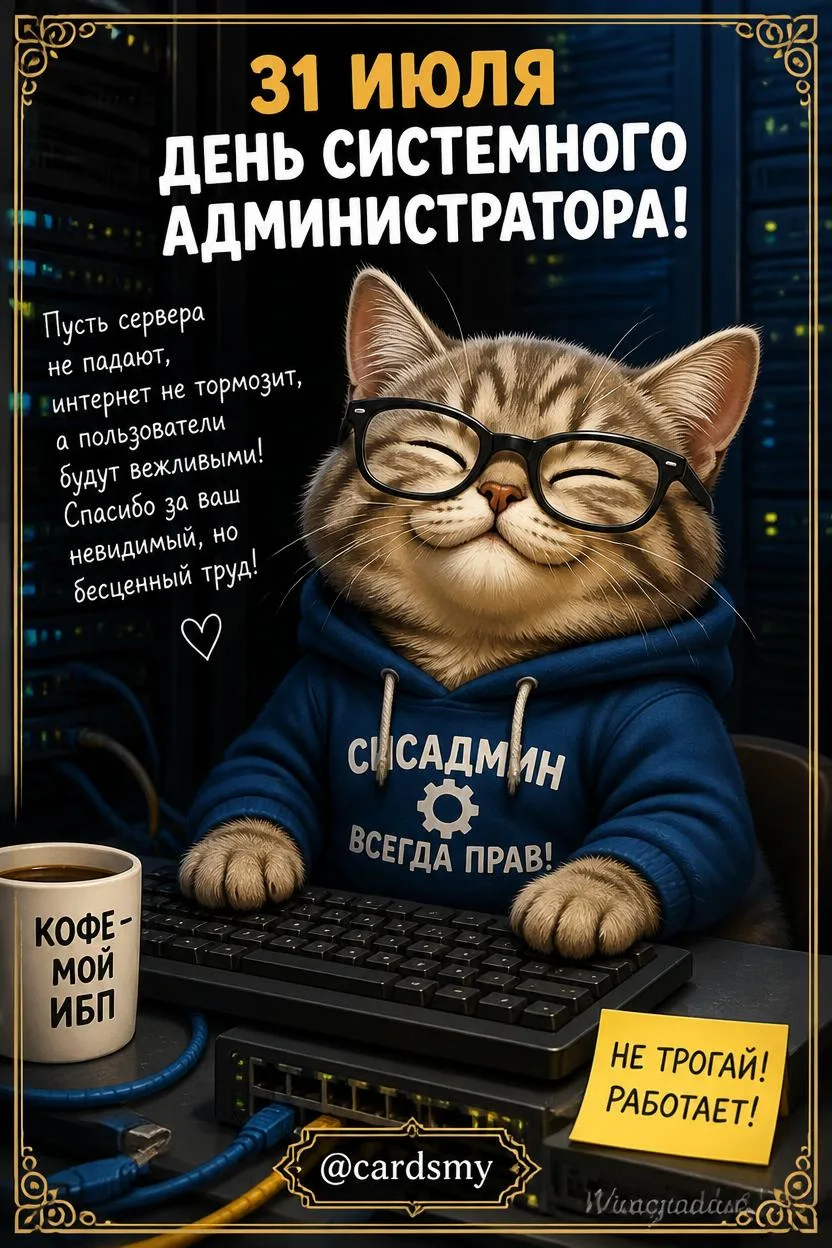 С днём системного администратора! 
@cardsmy