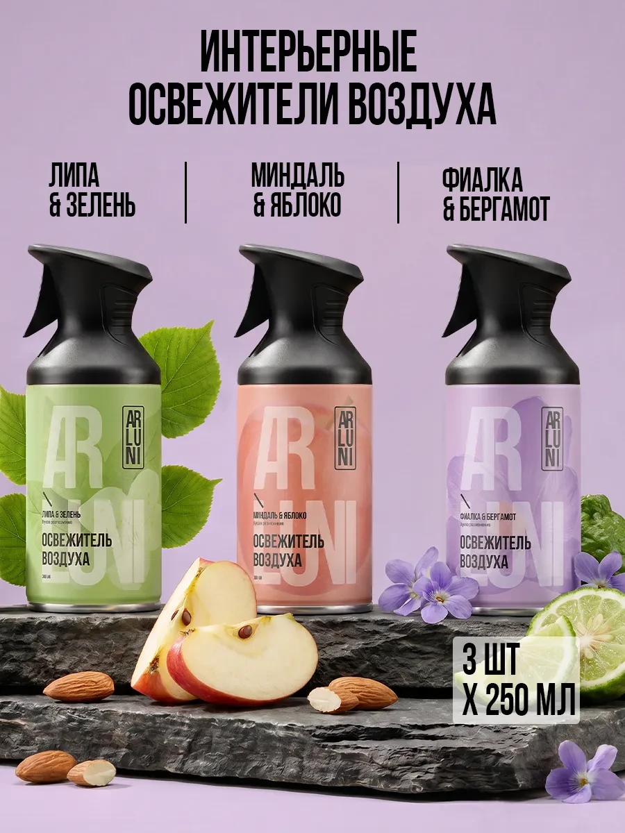 ⚡️ Освежитель воздуха для туалета сухое распыление набор 3 шт, ARLUNI