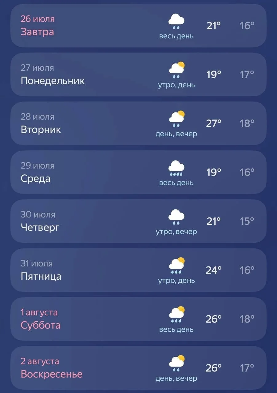 В Москве вся предстоящая неделя будет дождливой, а осадки прекратятся лишь к выходным. ...