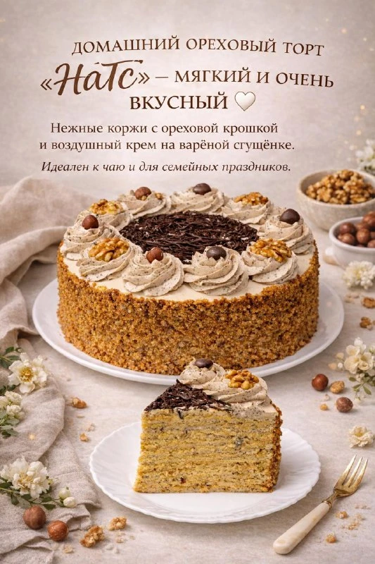 ЕСЛИ ВЫ ЛЮБИТЕ ОРЕХИ И КАРАМЕЛЬ — ГОТОВЬТЕСЬ ВЛЮБИТЬСЯ ПО-НАСТОЯЩЕМУ. ЭТОТ ТОРТ НЕ ПРОСТО ВКУСНЫЙ, О