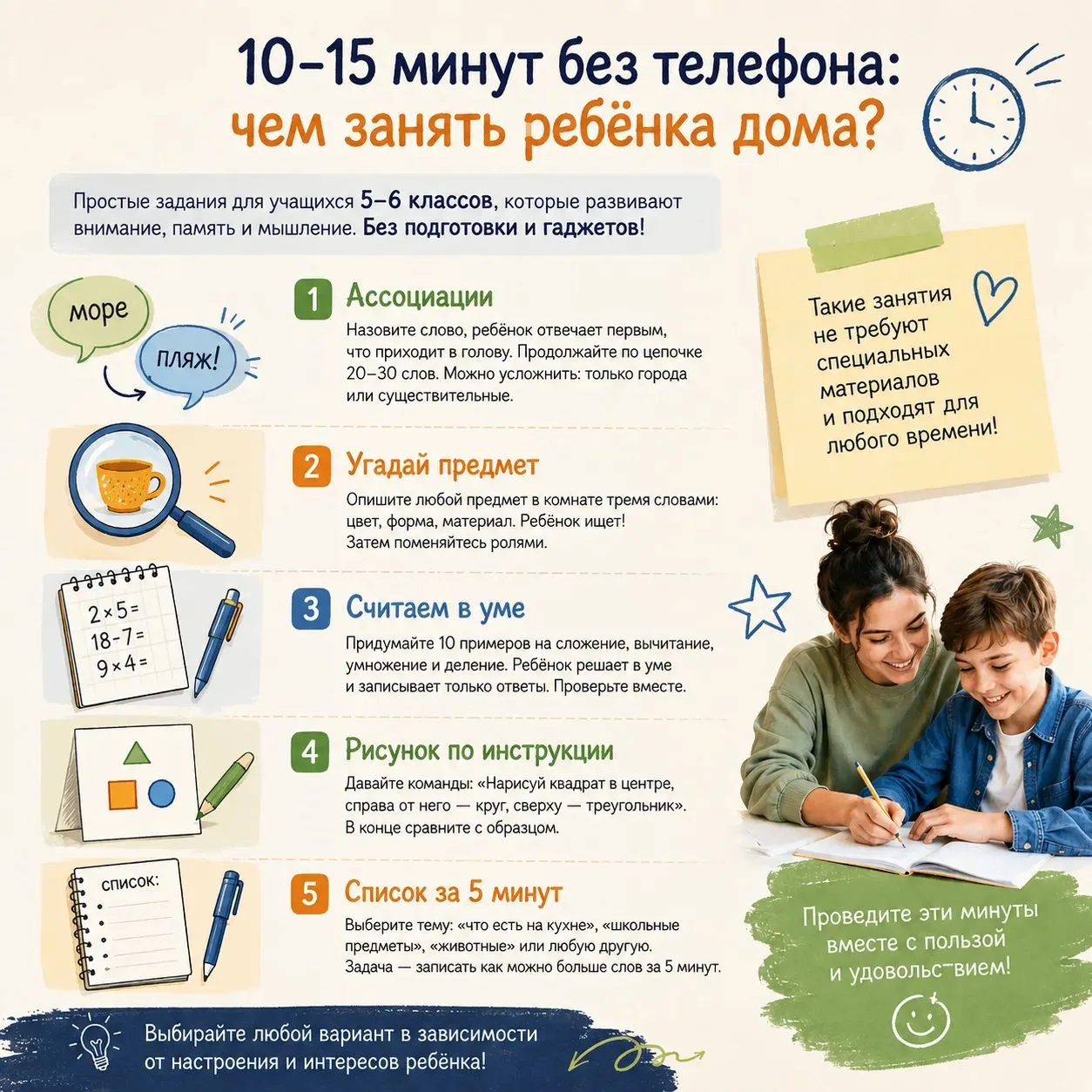 Чем занять ребёнка на 10 минут подручными средствами