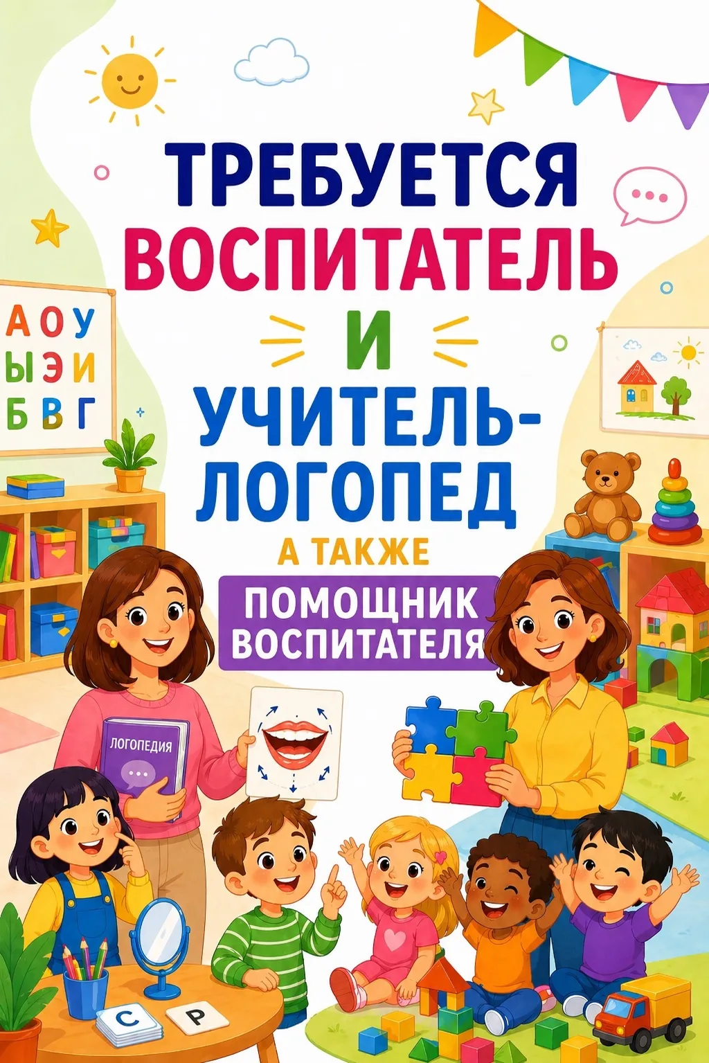 В дружный коллектив детского сада № 40 требуется воспитатель, учитель -логопед, помощник воспитателя