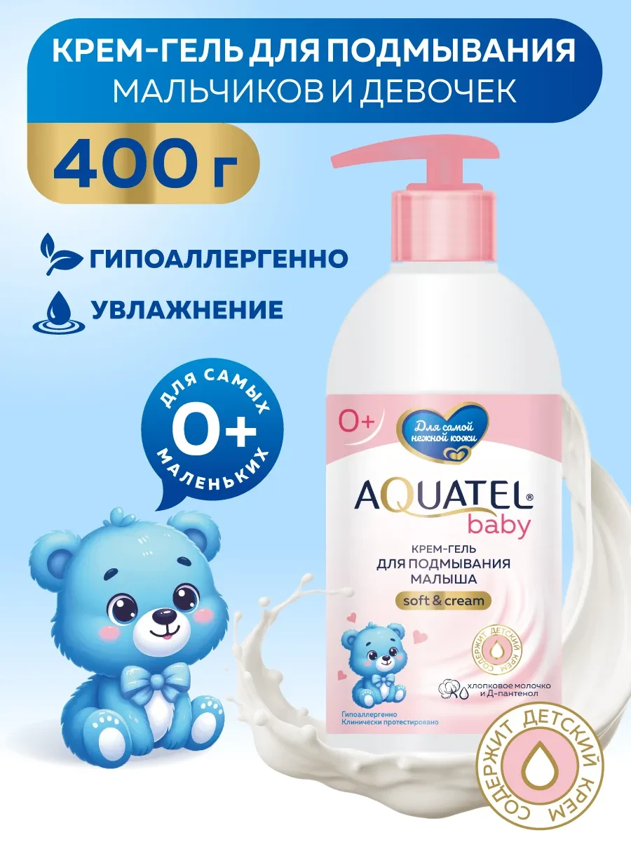 ⚡️ Детский гель для подмывания c пантенолом 400 гр, Aquatel