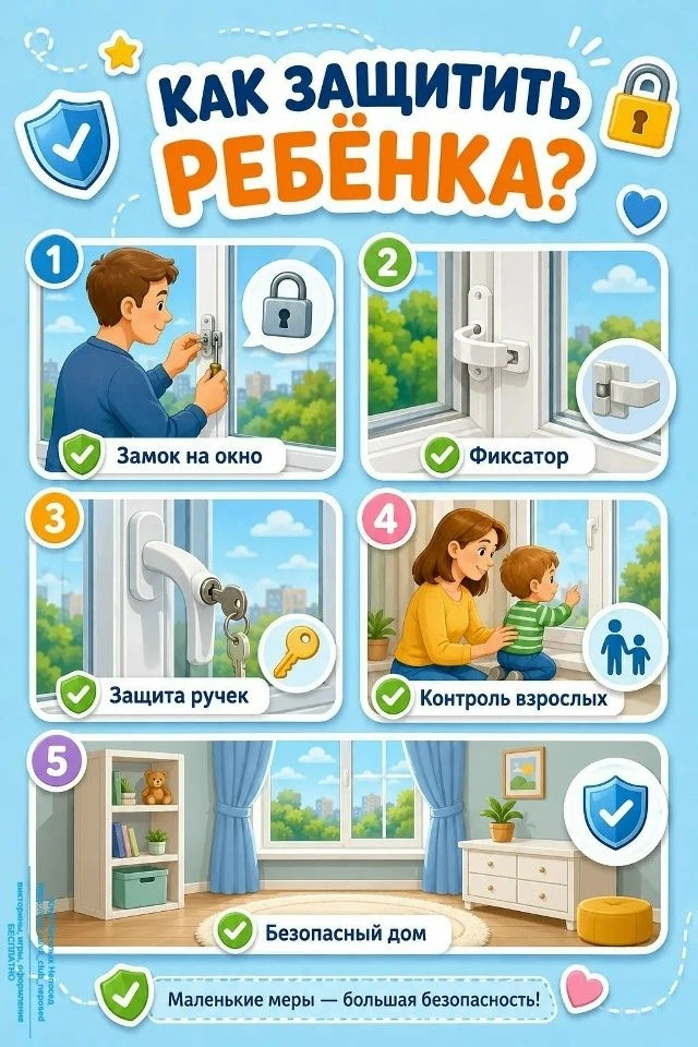 Профилактика выпадений детей из окна.