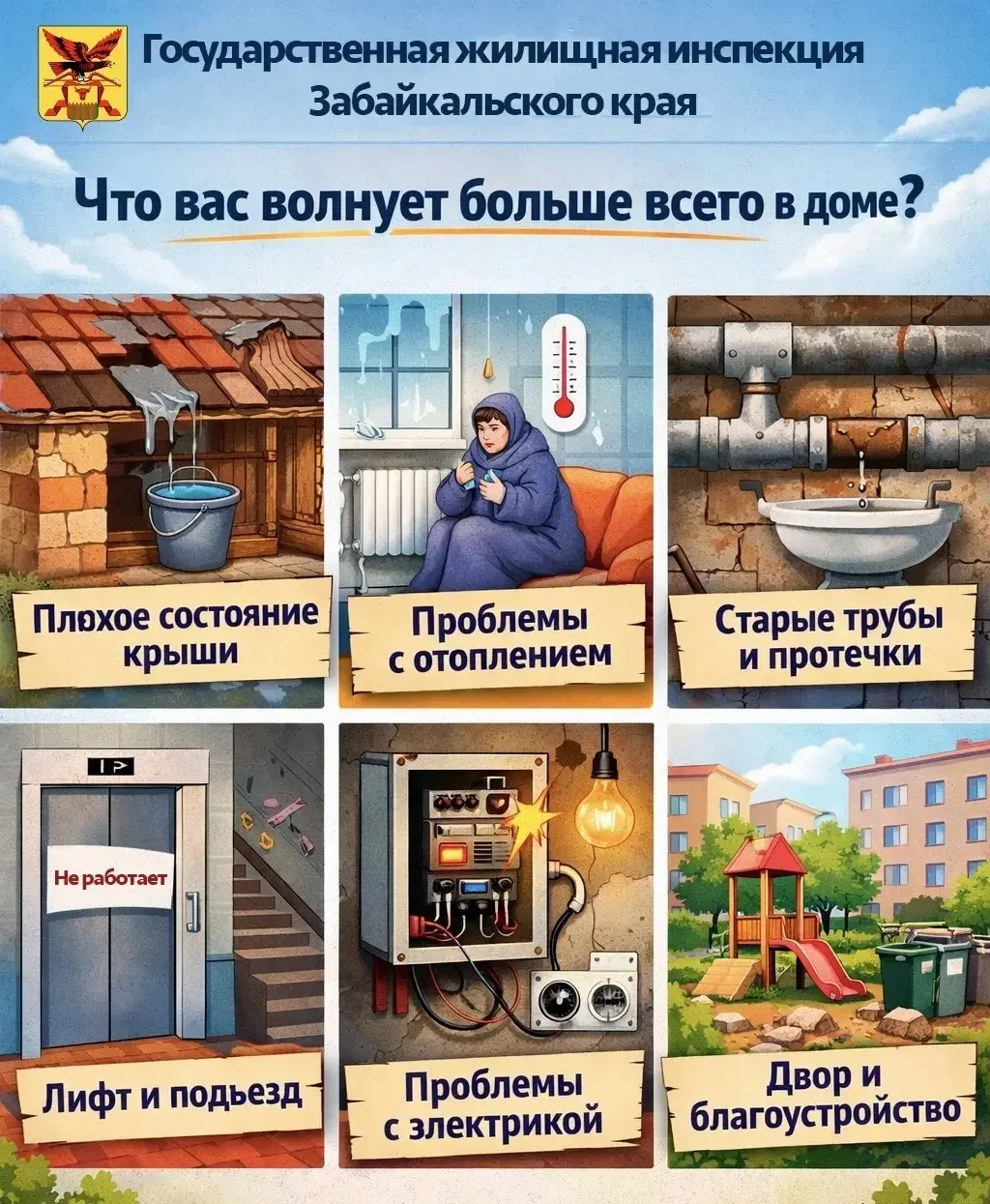 📋Госжилинспекция Забайкалья запустила опрос о качестве услуг управляющих организаций!  Забайкальцы м