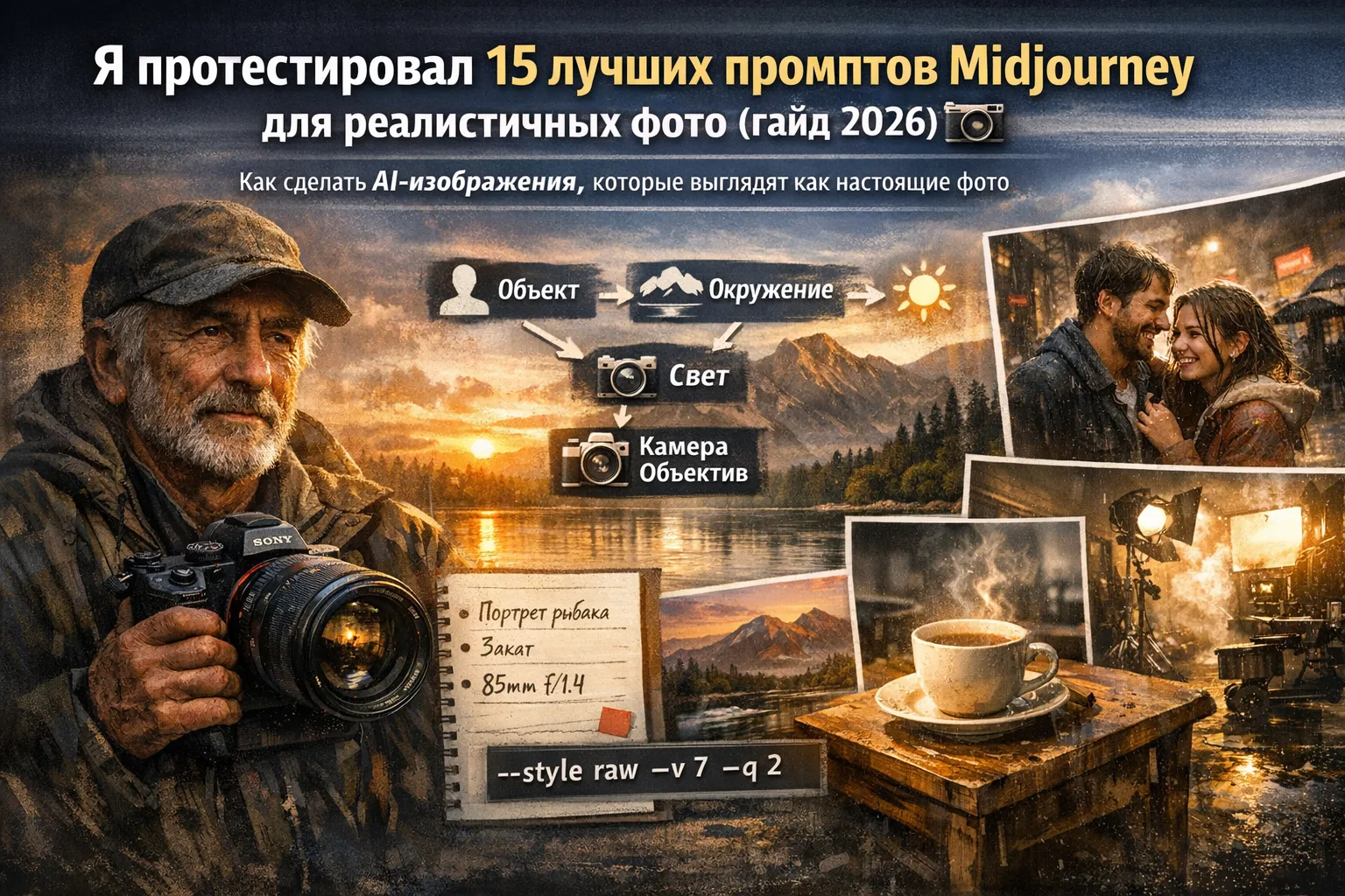 Я протестировал 15 лучших промптов Midjourney для реалистичных фото (гайд 2026) 📸