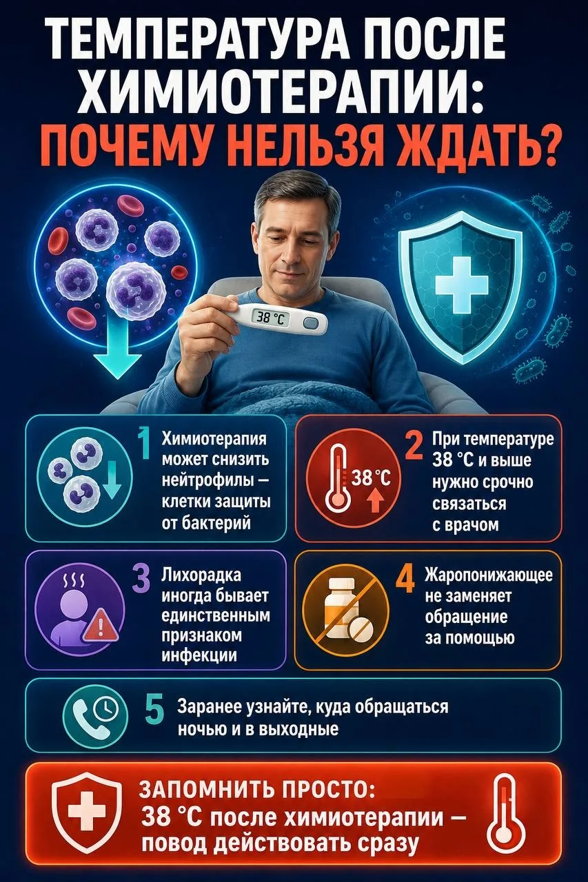 🌡 ТЕМПЕРАТУРА ПОСЛЕ ХИМИОТЕРАПИИ: ПОЧЕМУ НЕЛЬЗЯ ЖДАТЬ?
