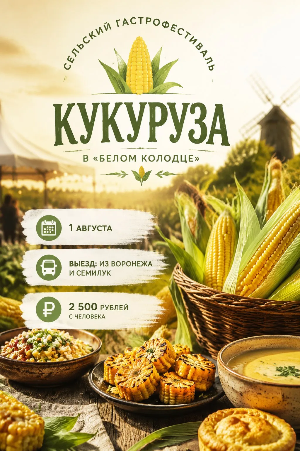 🎉 Гастрономическое приключение ждёт вас! 

Приглашаем на Сельский гастрофестиваль «Кукуруза» в «Бел