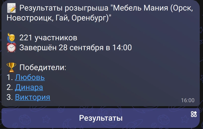 🎉 Поздравляем победителей нашего розыгрыша!