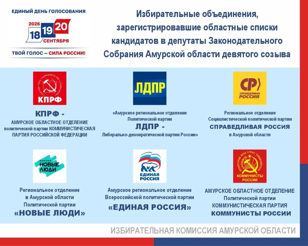 ✅Амуризбирком завершил регистрацию областных списков кандидатов на выборах депутатов Законодательног