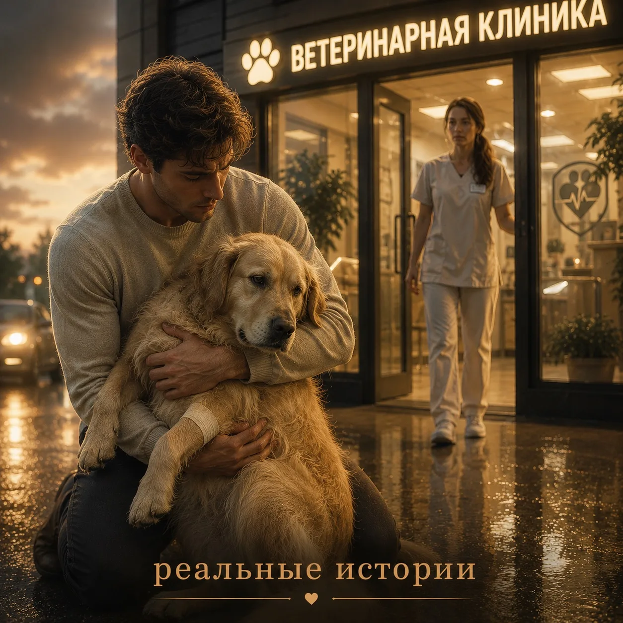 Красивый золотистый ретривер неожиданно бросился прямо под машину незнакомца… Тогда парень ещё не зн