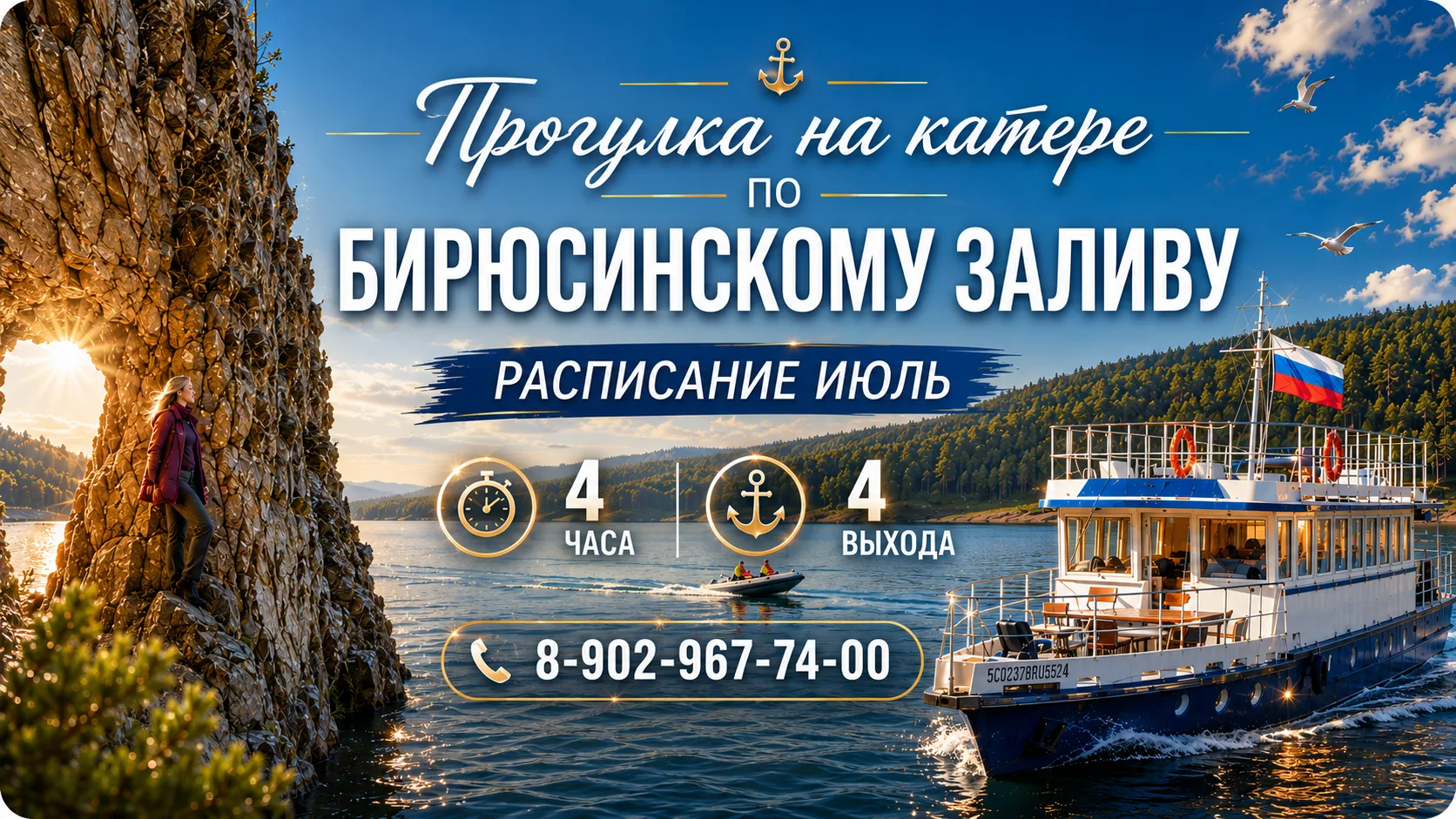 Приглашаем вас в настоящее путешествие на катере по Бирюсинскому заливу!🌊