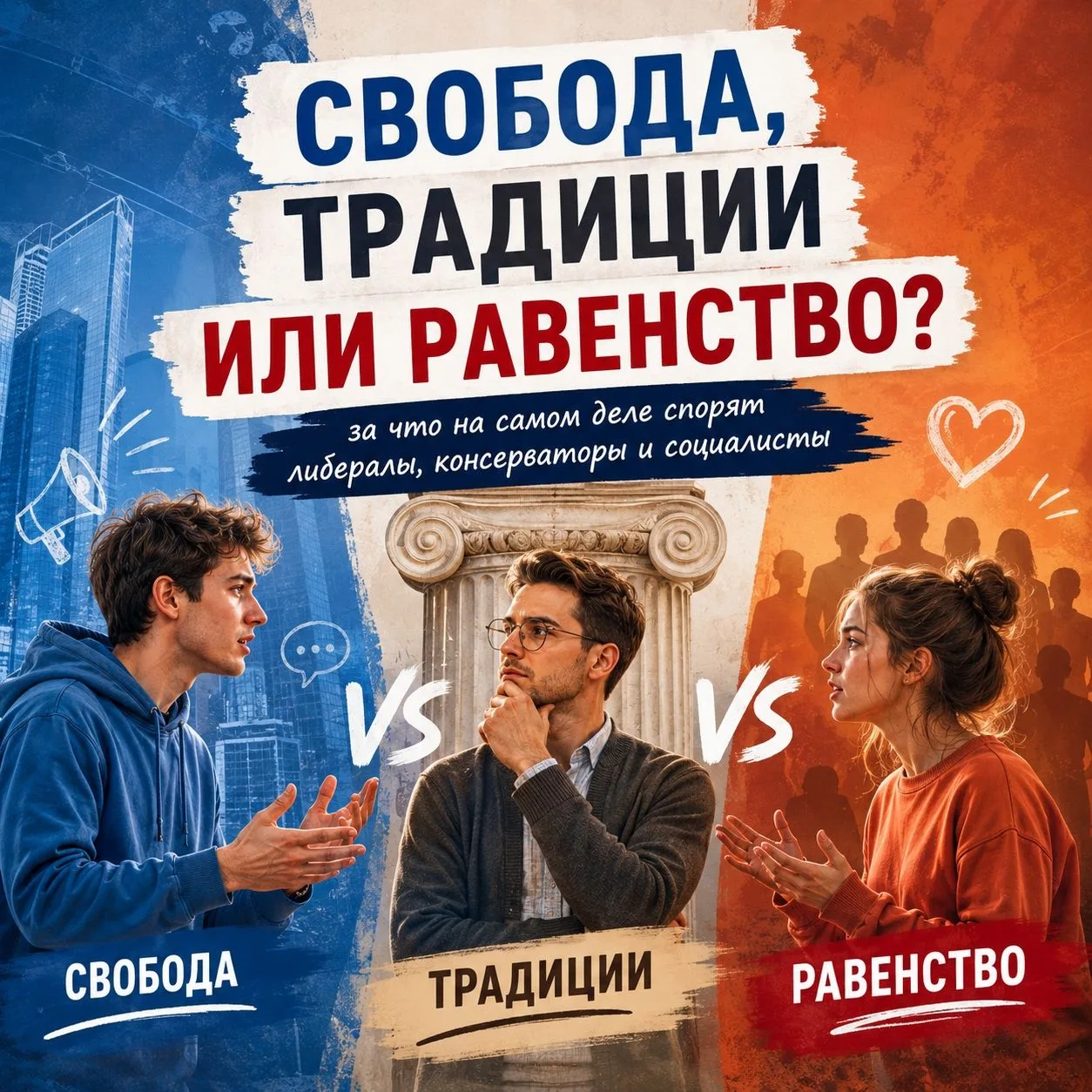 ПОЛИТИЧЕСКАЯ ИДЕОЛОГИЯ: О ЧЕМ НА САМОМ ДЕЛЕ СПОРЯТ ЛИБЕРАЛЫ, КОНСЕРВАТОРЫ И СОЦИАЛИСТЫ?