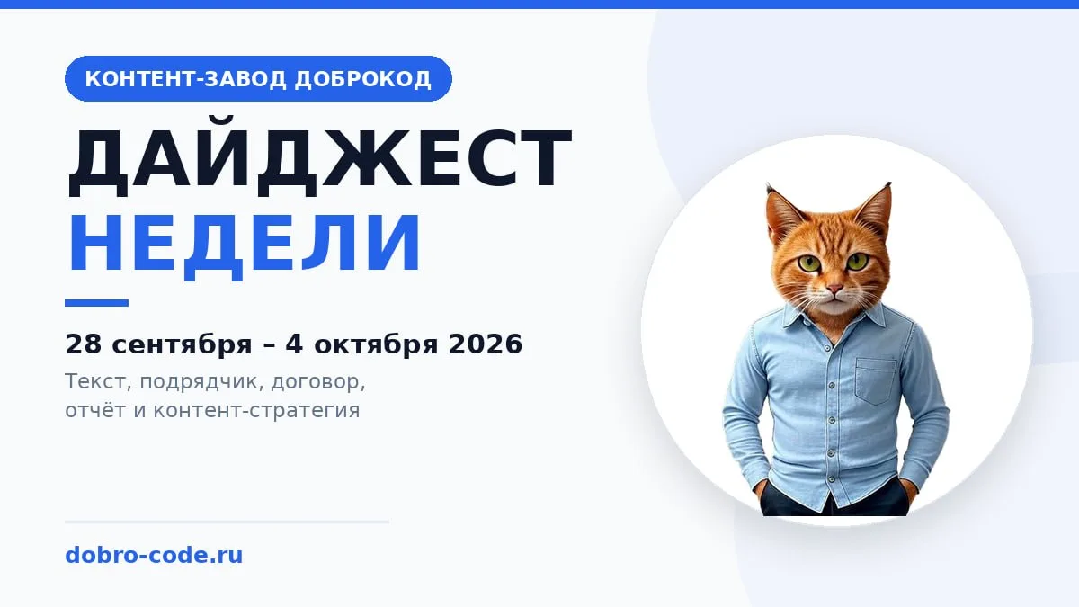 ДАЙДЖЕСТ НЕДЕЛИ — Контент-завод ДоброКод 28 сентября — 4 октября 2026