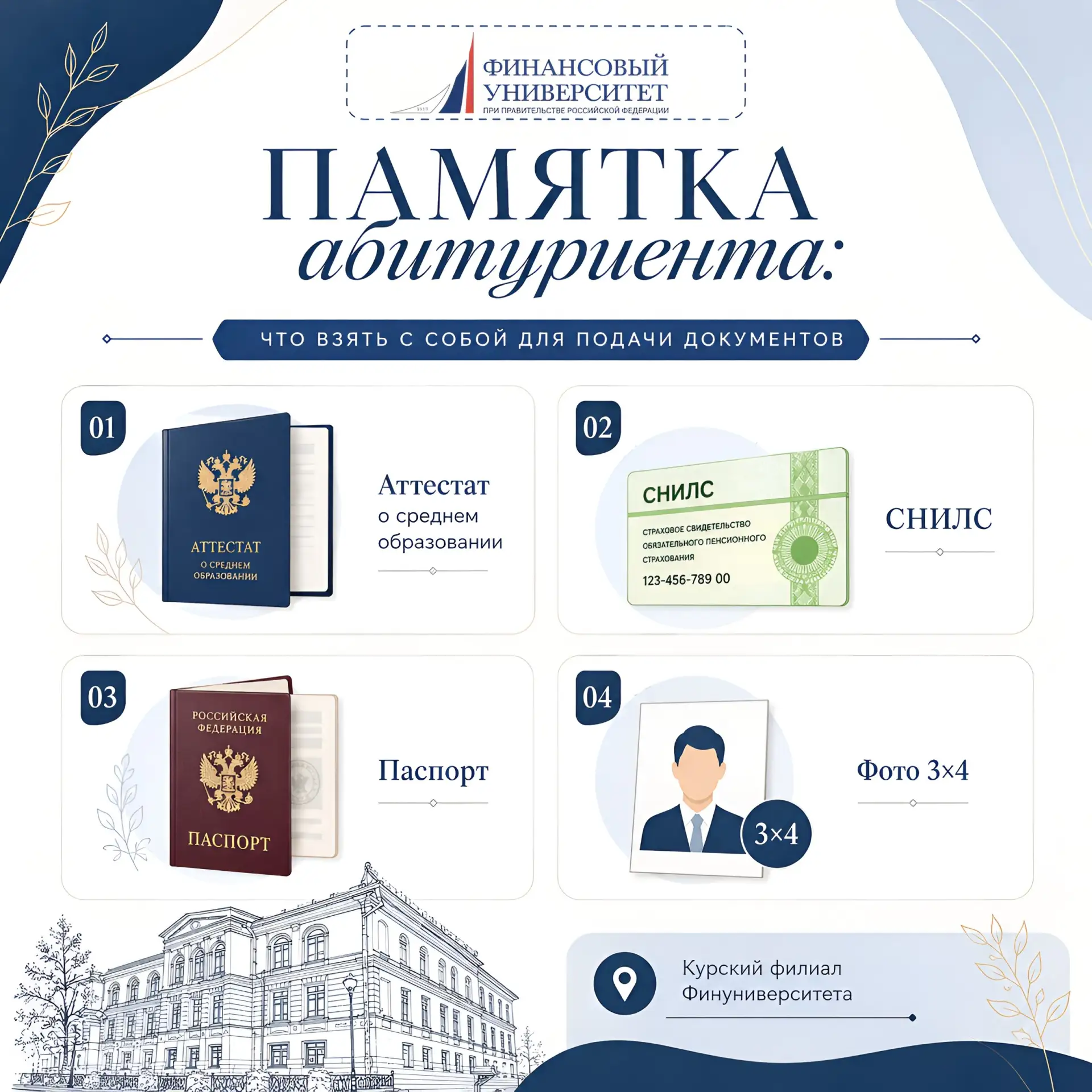 🎓 Памятка для абитуриента: какие документы подготовить 😊 
 
Собираетесь подавать документы в наш ф