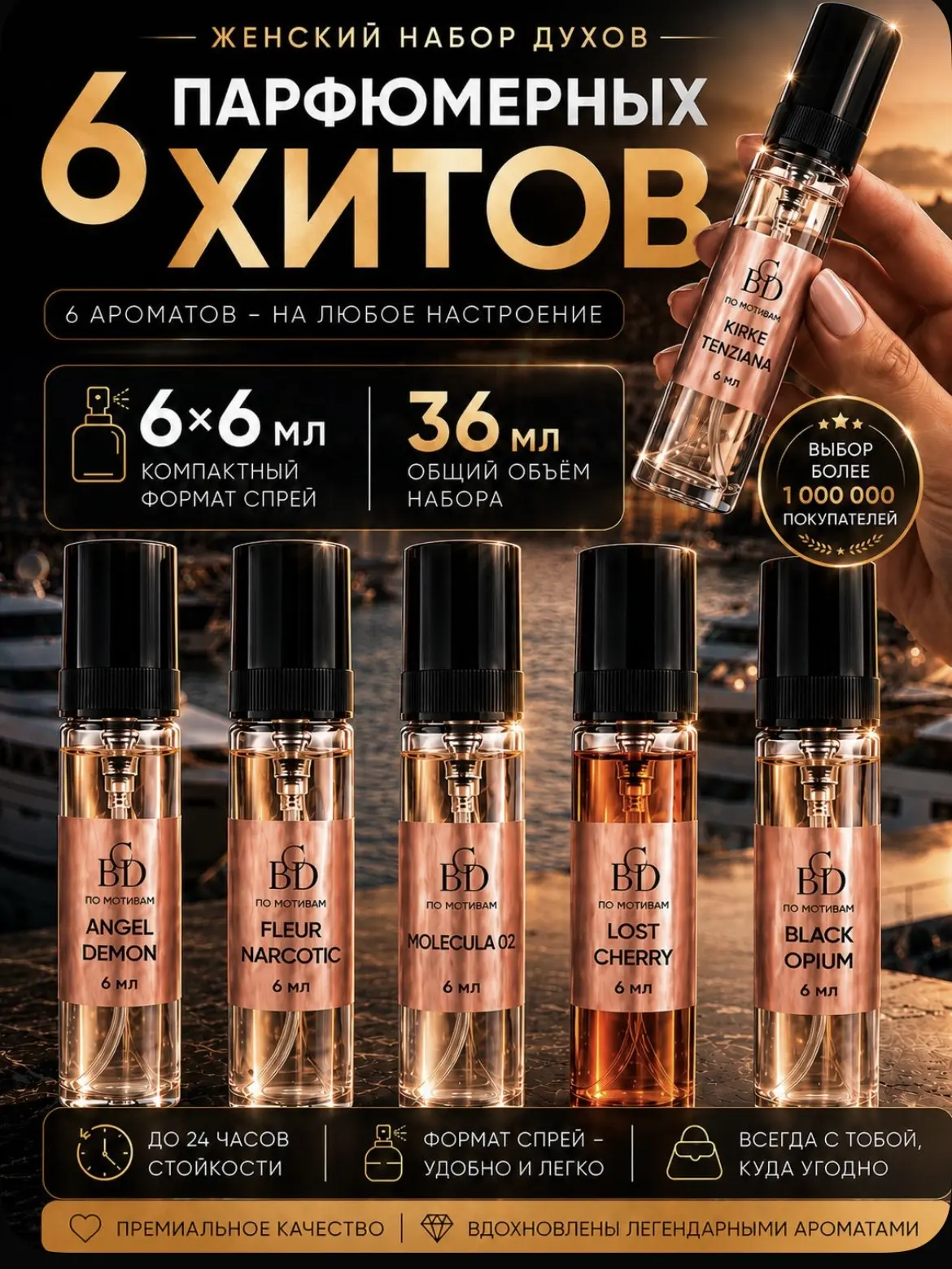 Духи женские стойкие набор пробников BGD-Perfume 36 мл 🧞