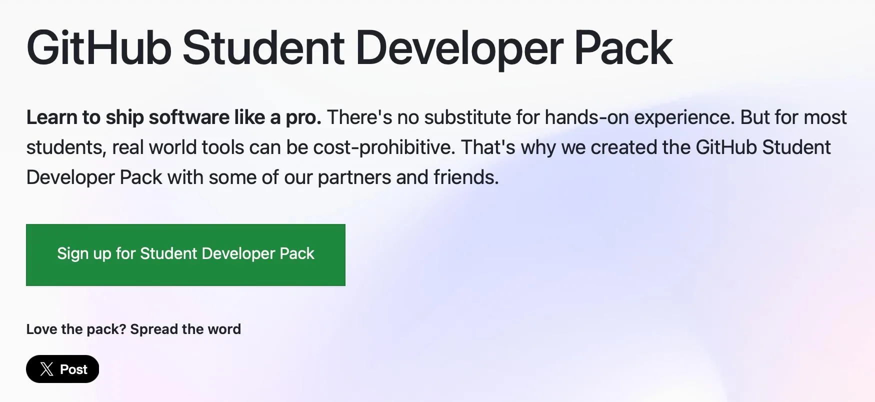 🛠️ 100+ платных инструментов — бесплатно. Нужен только статус студента.

GitHub Student Developer P