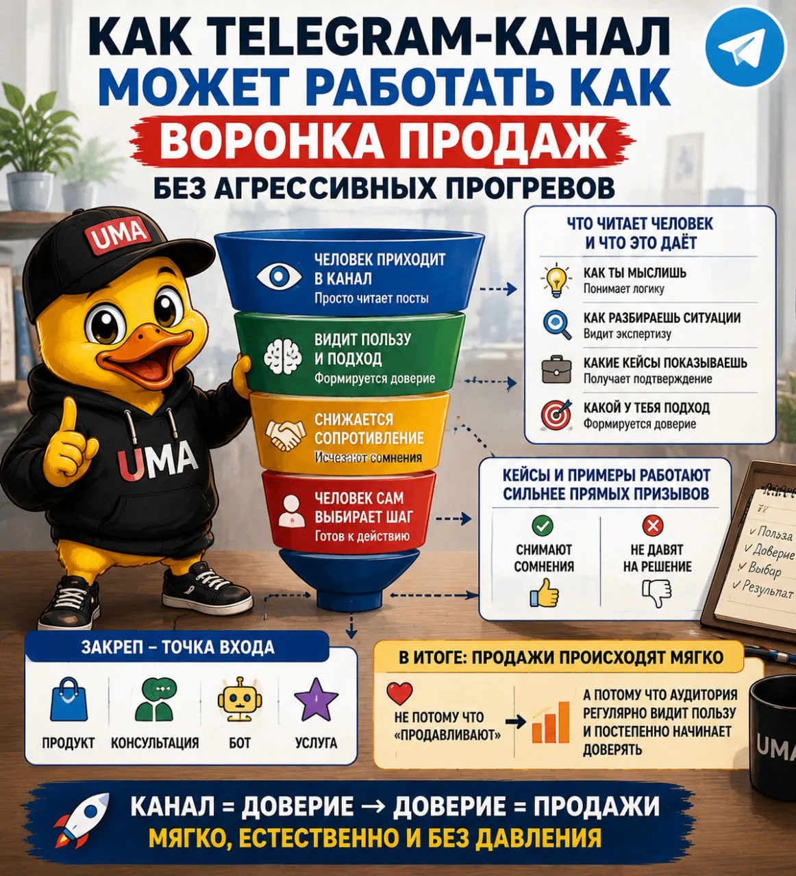 Как Telegram-канал может работать как воронка продаж без агрессивных прогревов