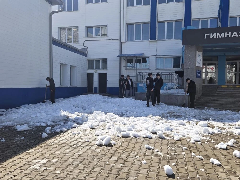 ❄ Осторожно, сугробы в шоке!  🌞Сегодня в солнечную погоду наши гимназисты и педагоги дружно взяли ло