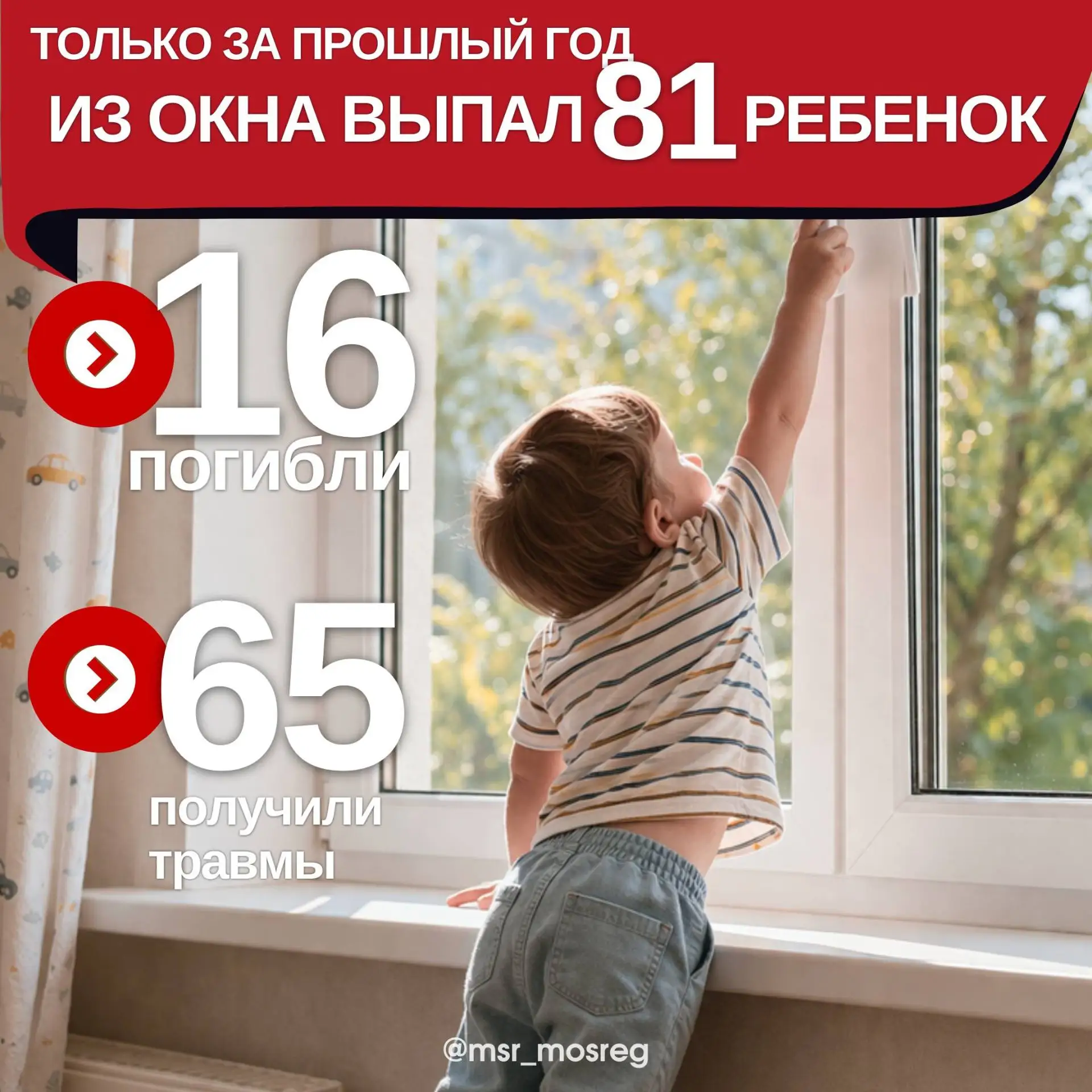 ⛔️ Открытое окно — огромная угроза!  Ребенок может выпасть из окна даже за несколько секунд, оставши
