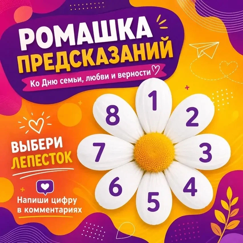 🌼Ромашка предсказаний Ко Дню семьи, любви и верности.