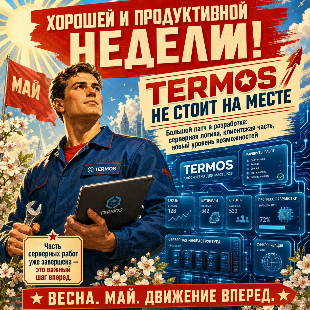 🌿 Хорошей и продуктивной недели, друзья!

Сегодня 4 мая, впереди новая рабочая неделя — желаем всем