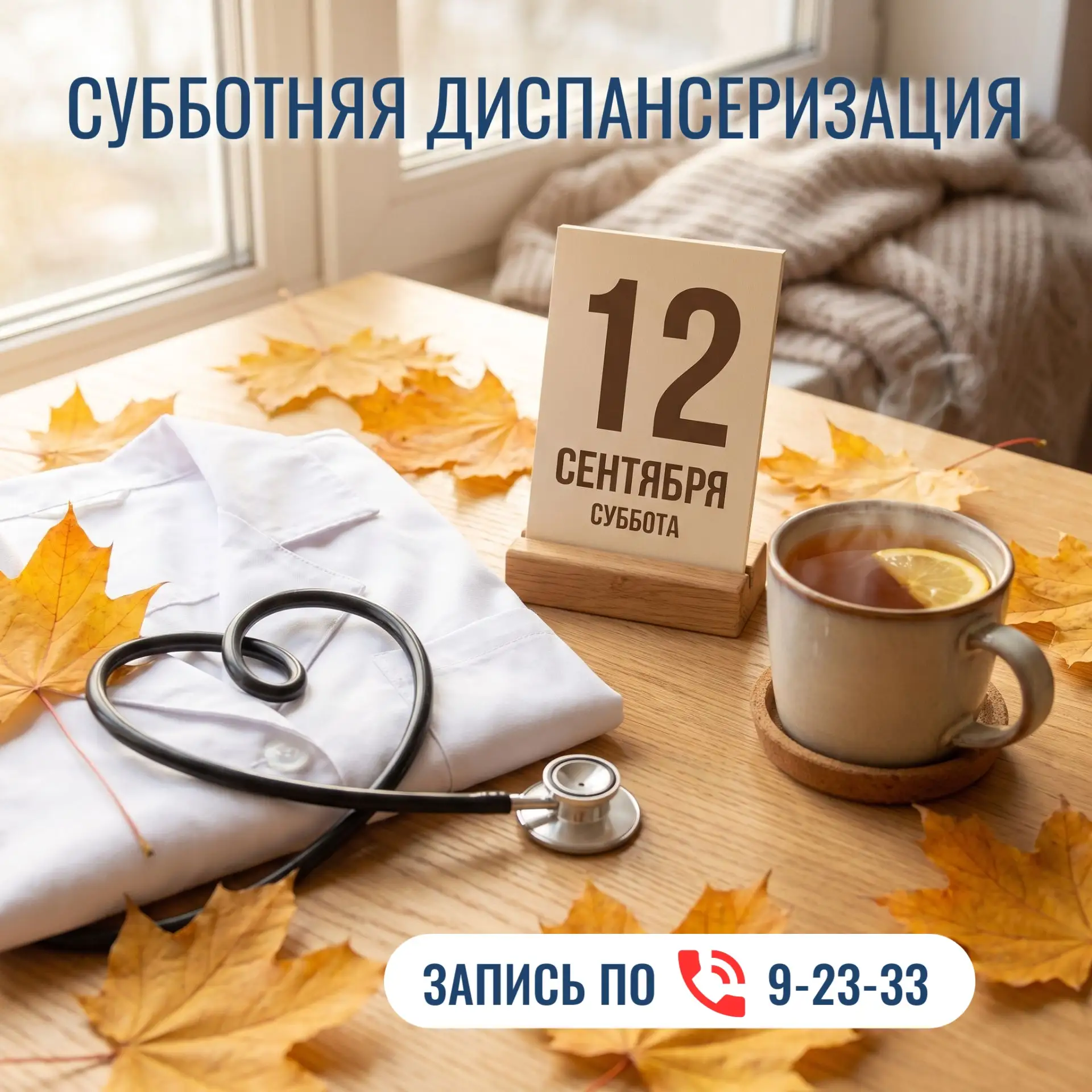 Суббота – время для себя! Позаботьтесь о здоровье – приходите на диспансеризацию 12 сен...