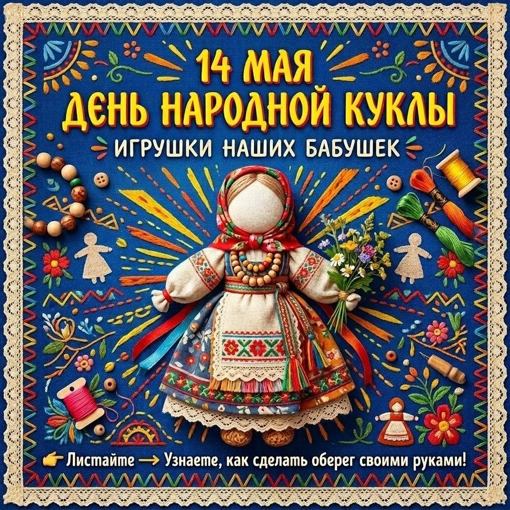 Сегодня, 14 мая, день, когда ткань оживает. Народная кукла — это не музей, а самый душе...