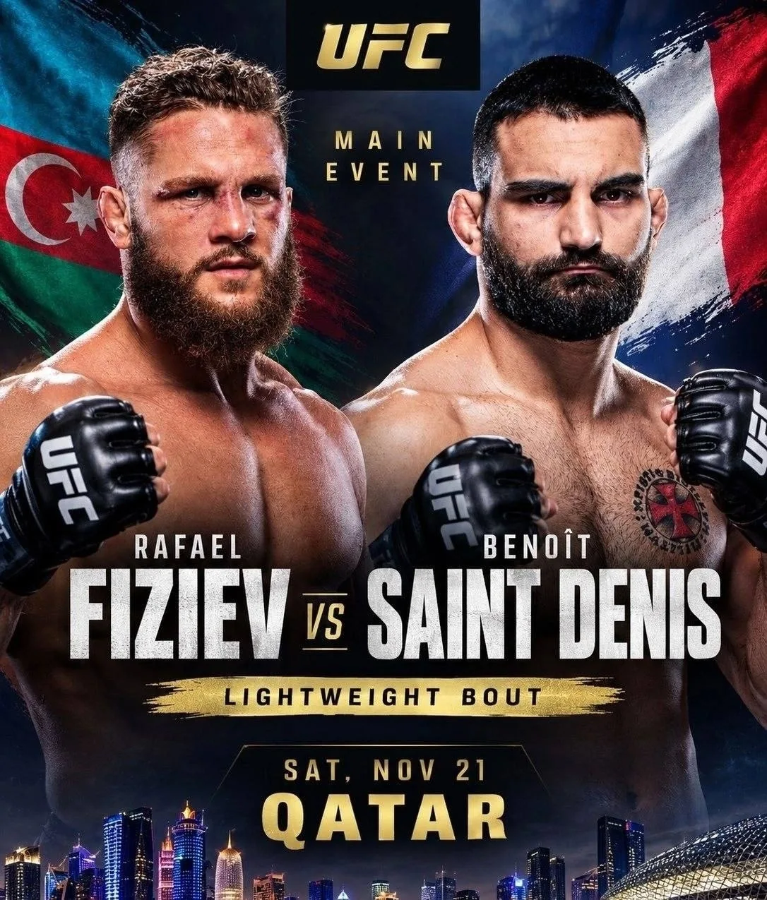 ⚡Рафаэль Физиев vs Бенуа Сен-Дени в разработке на UFC в Катаре – 21 ноября!