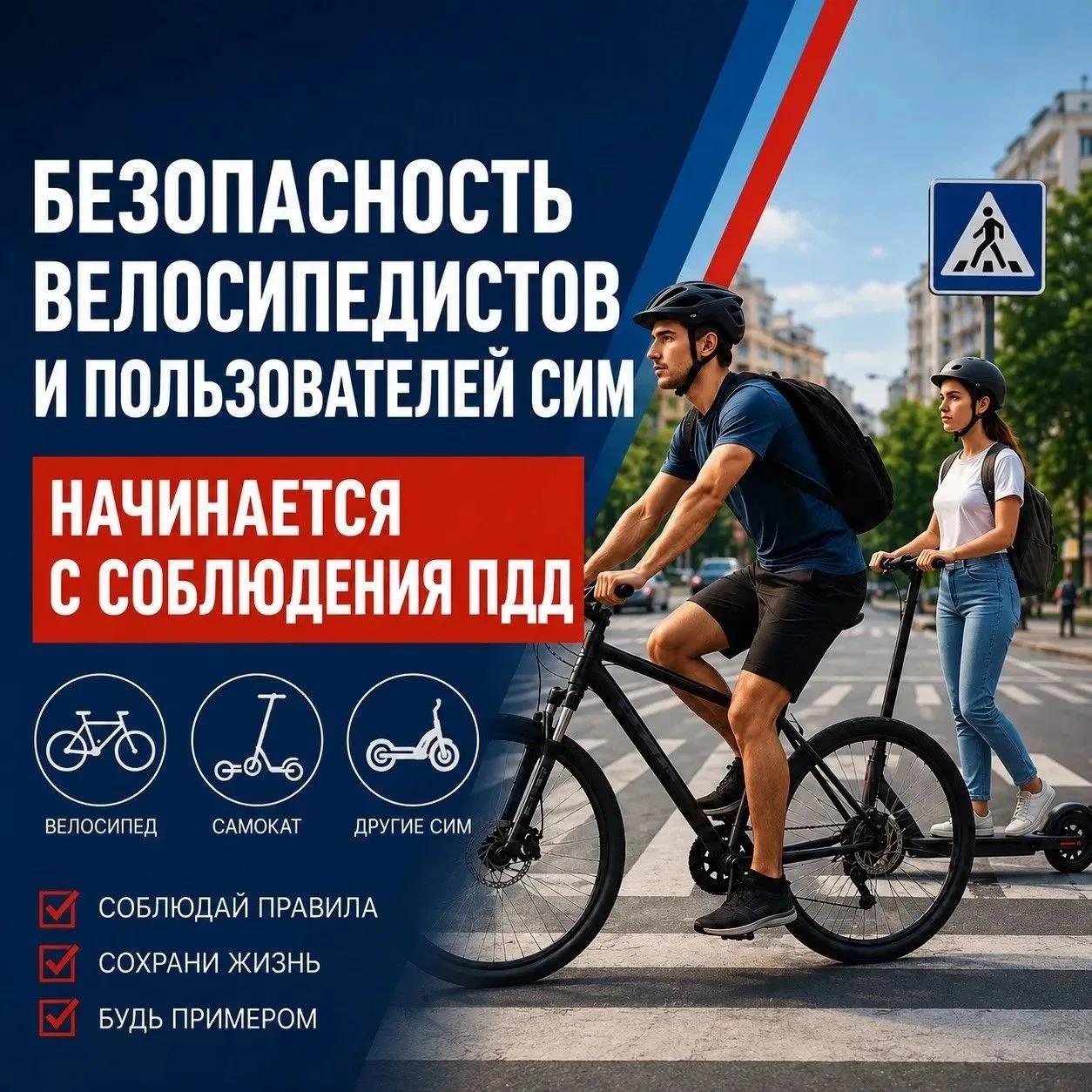 Безопасность велосипедистов и пользователей СИМ начинается с соблюдения ПДД

С наступлением теплого 