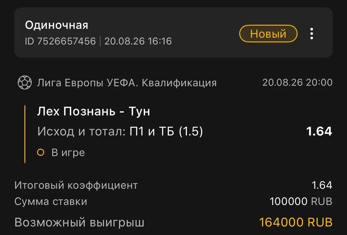 Ставка дня на футбол ⚽️
