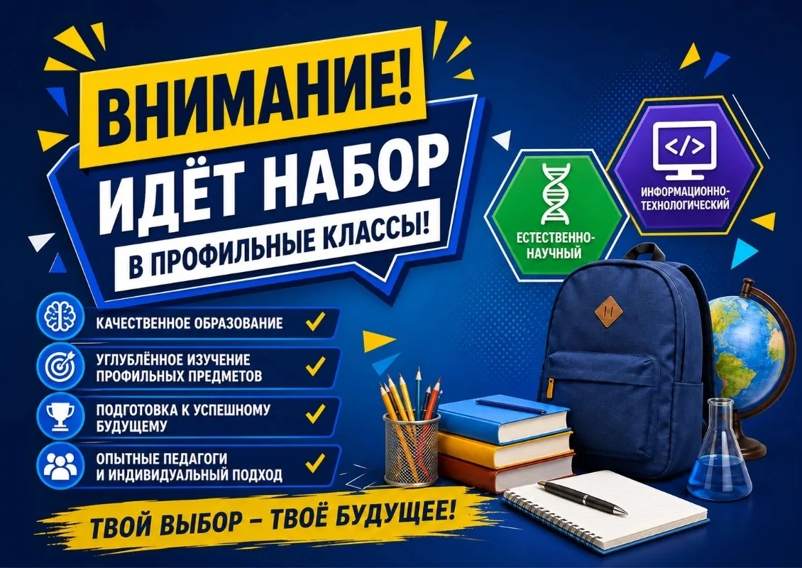 Внимание, будущие десятиклассники! В нашей школе открывается набор в два профильных 10-х класса: «Об