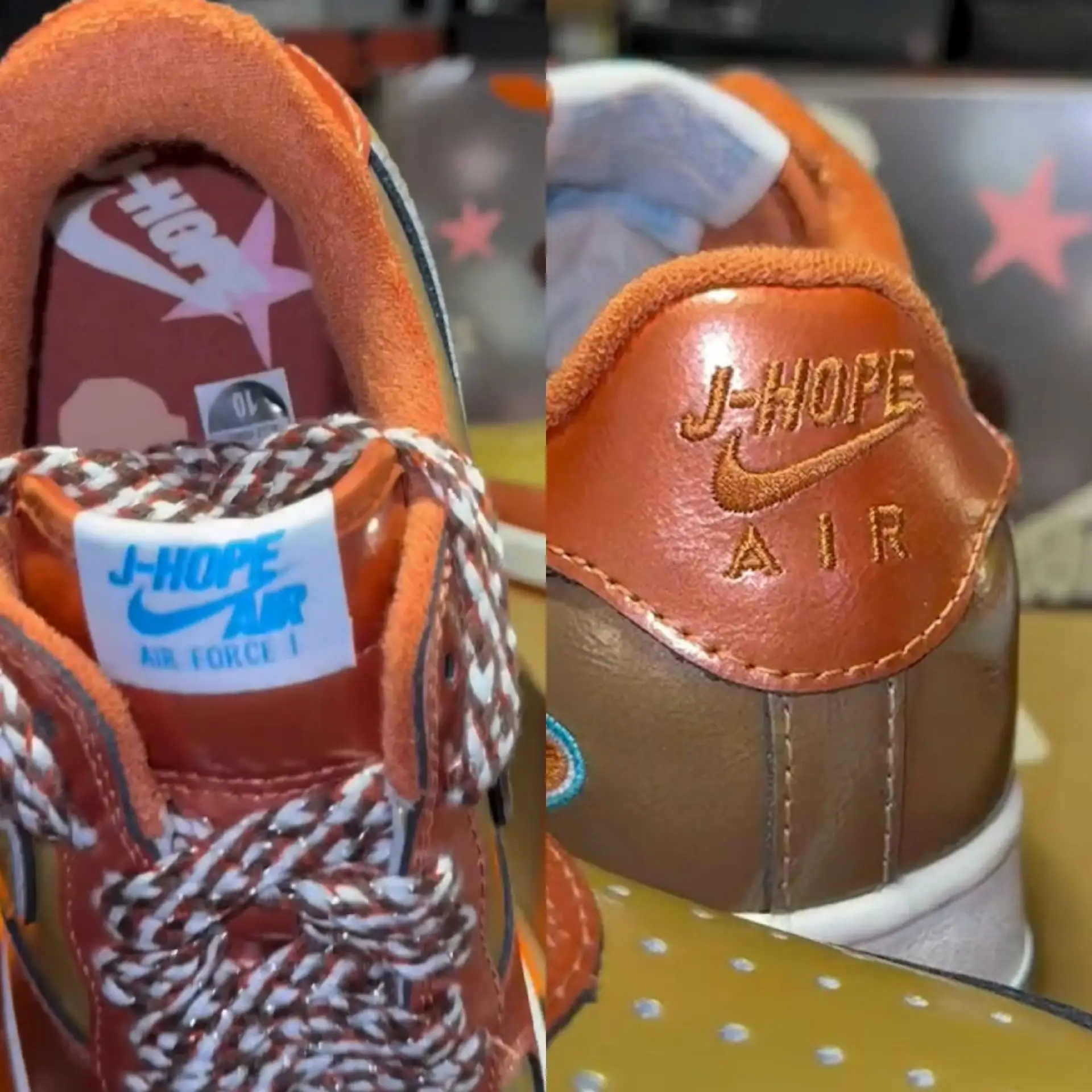 Имя J-Hope можно увидеть на стельке и пятке новых Air Force 1 Low 01 «Burnt Sunrise» из...
