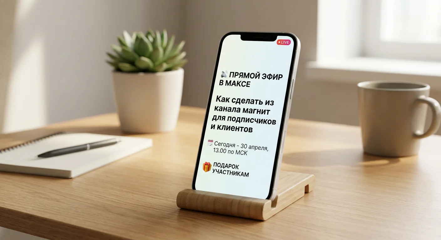 📡 Прямой эфир в Максе: Как сделать из канала магнит для подписчиков и клиентов  🗓️ Сегодня - 30 апре