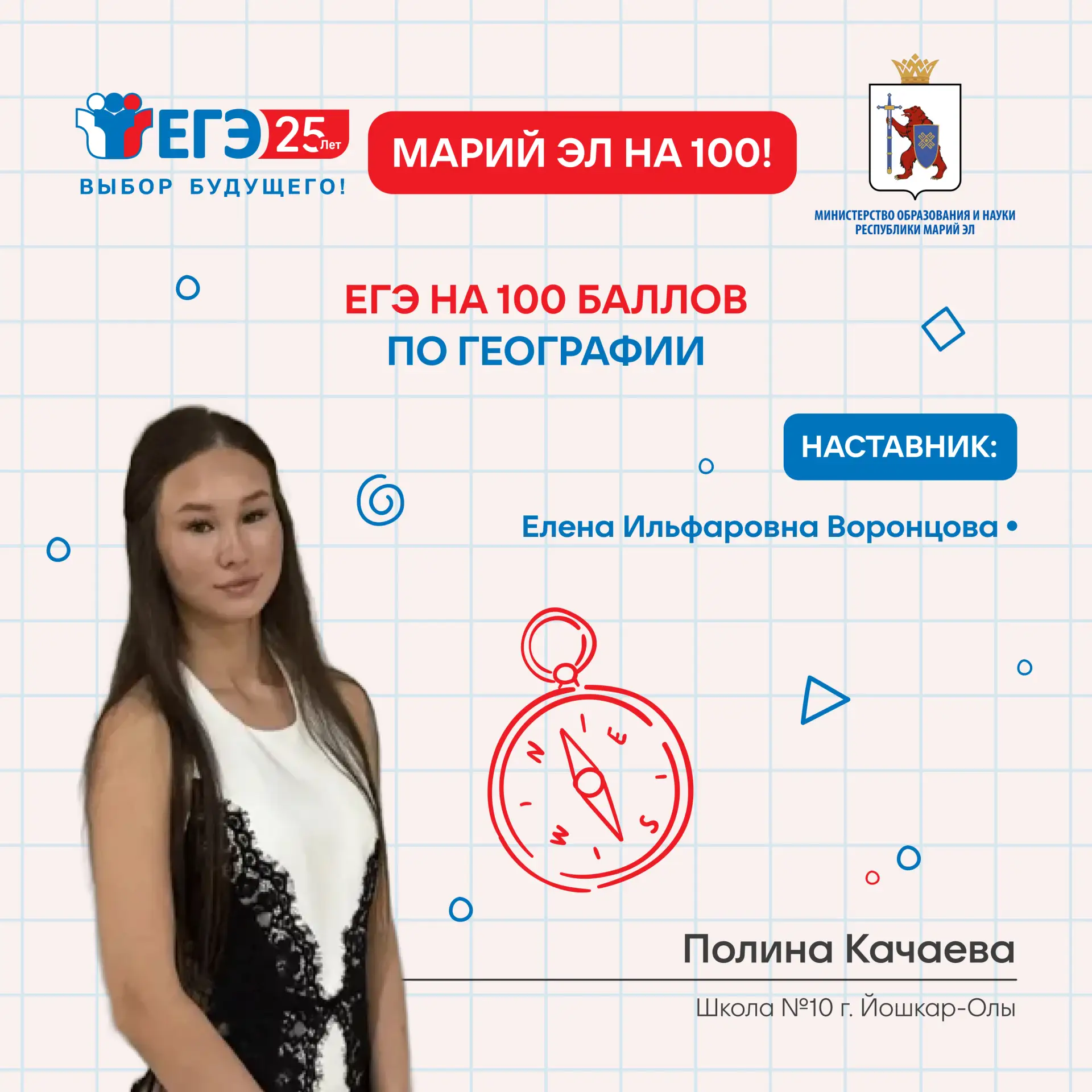 ⚡️ Марий Эл – на 100

Две выпускницы республики в 2026 году получили максимальные результаты на ЕГЭ 