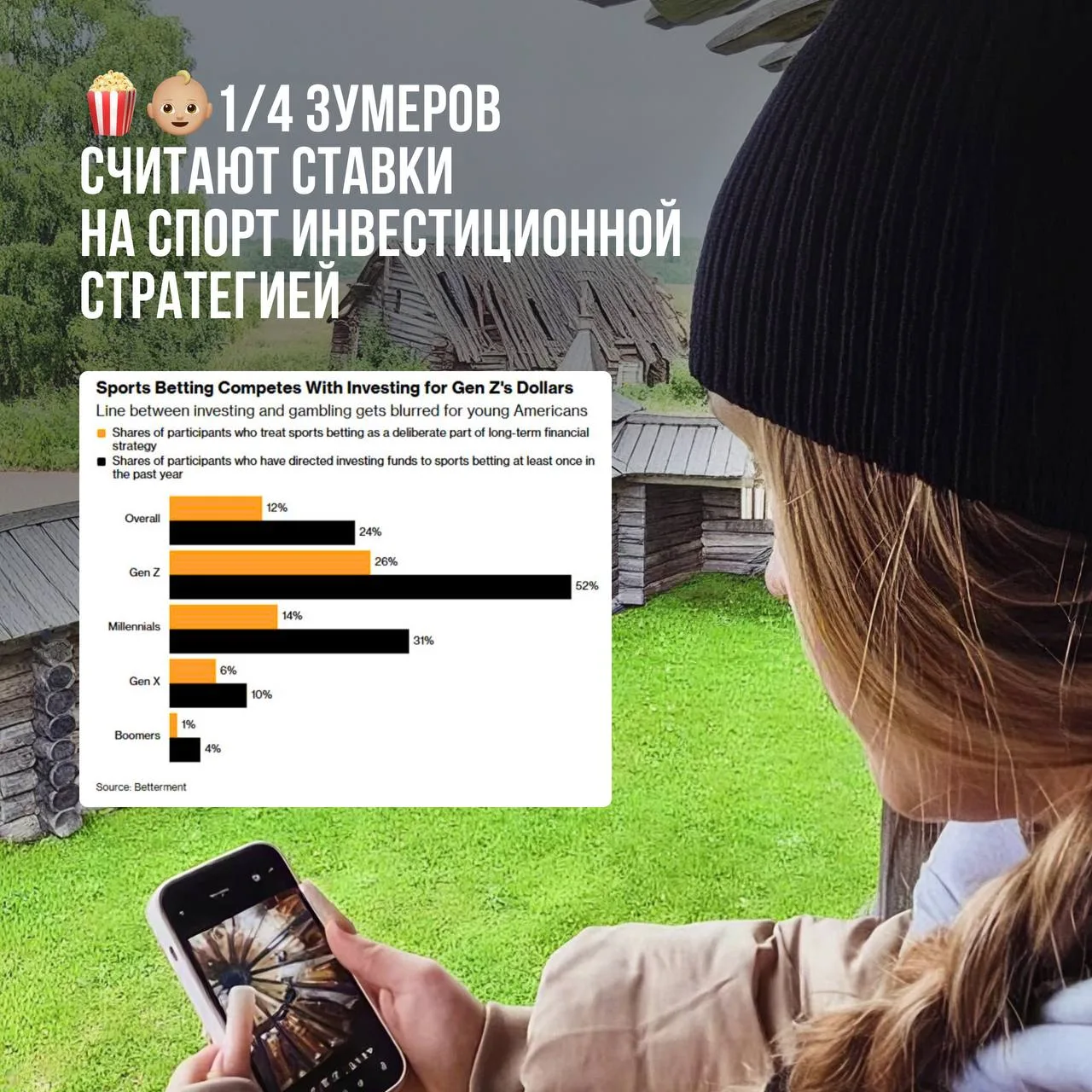🍿👶🏼1/4 зумеров считают ставки на спорт инвестиционной стратегией