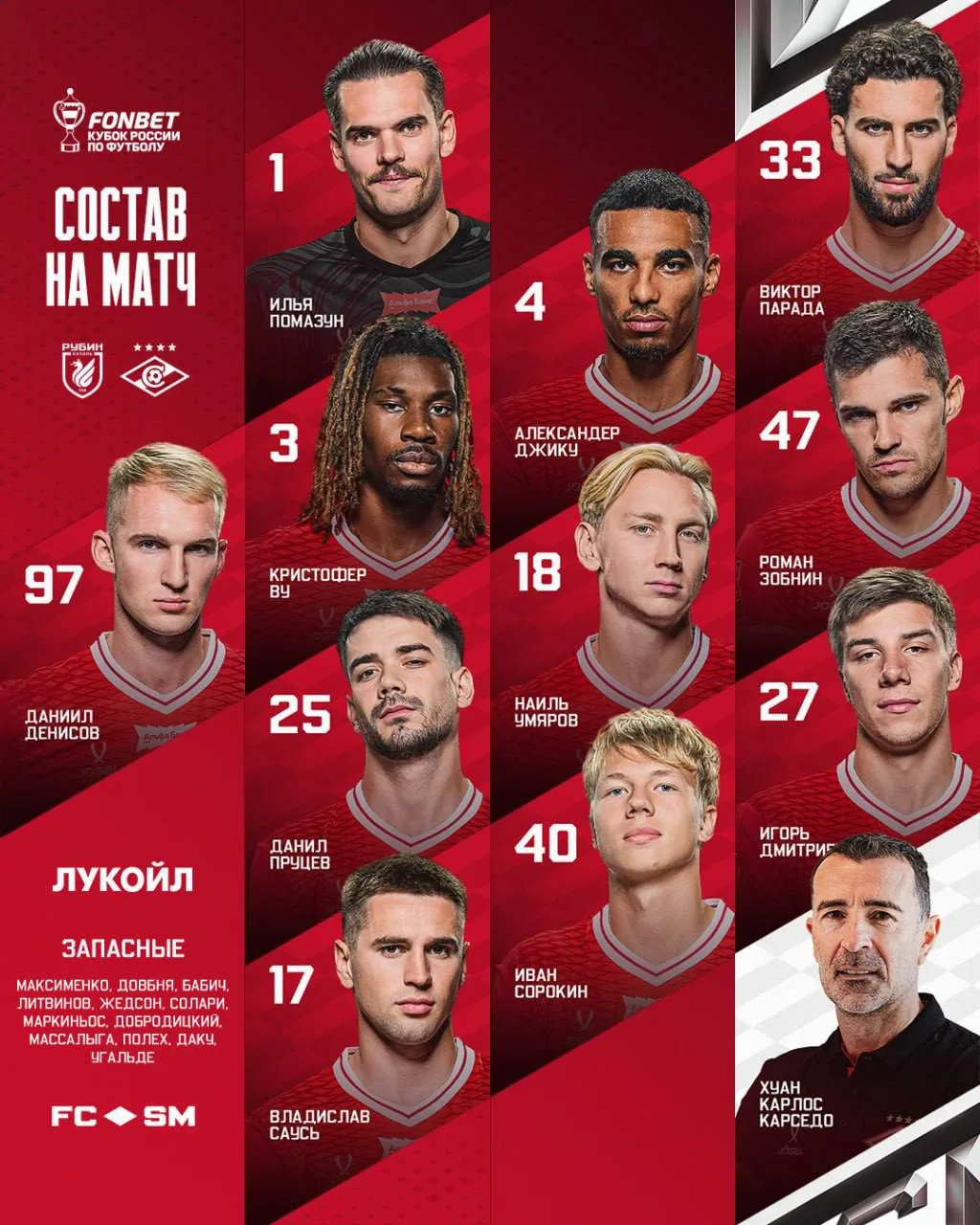 ⚡️Наш состав на кубковую игру с «Рубином»