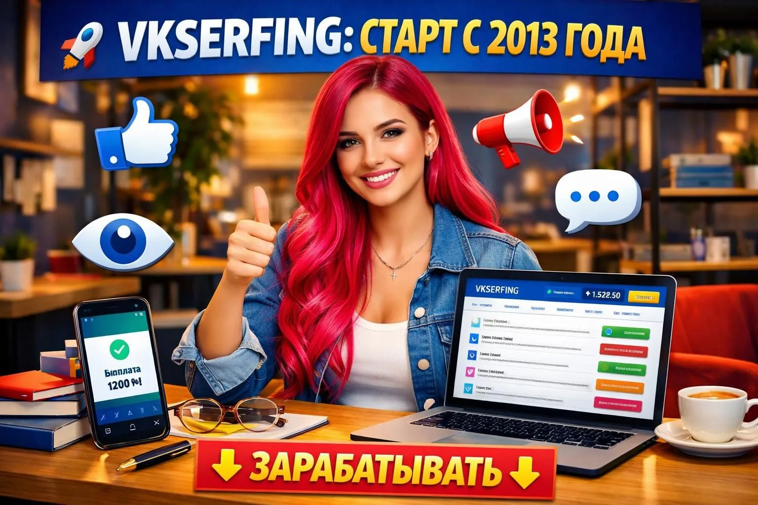 🚀 VKSERFING: ЗАРАБОТОК НА ЛАЙКАХ И ПОДПИСКАХ С 2013 ГОДА
