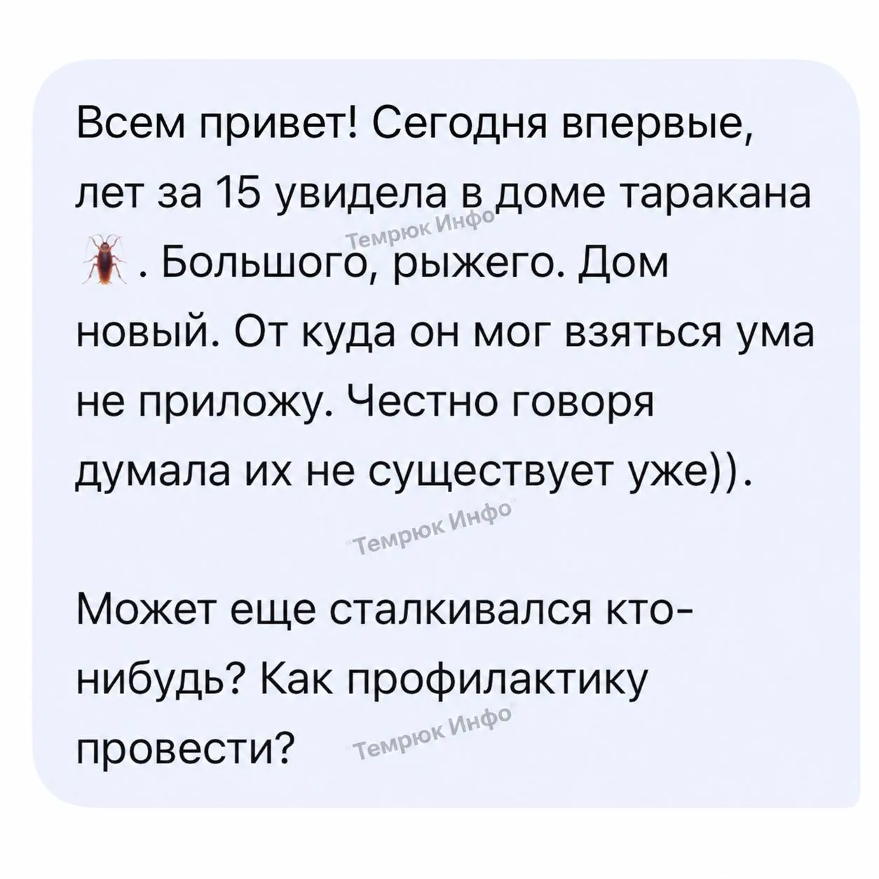 В Темрюке в новом доме заметили рыжего таракана