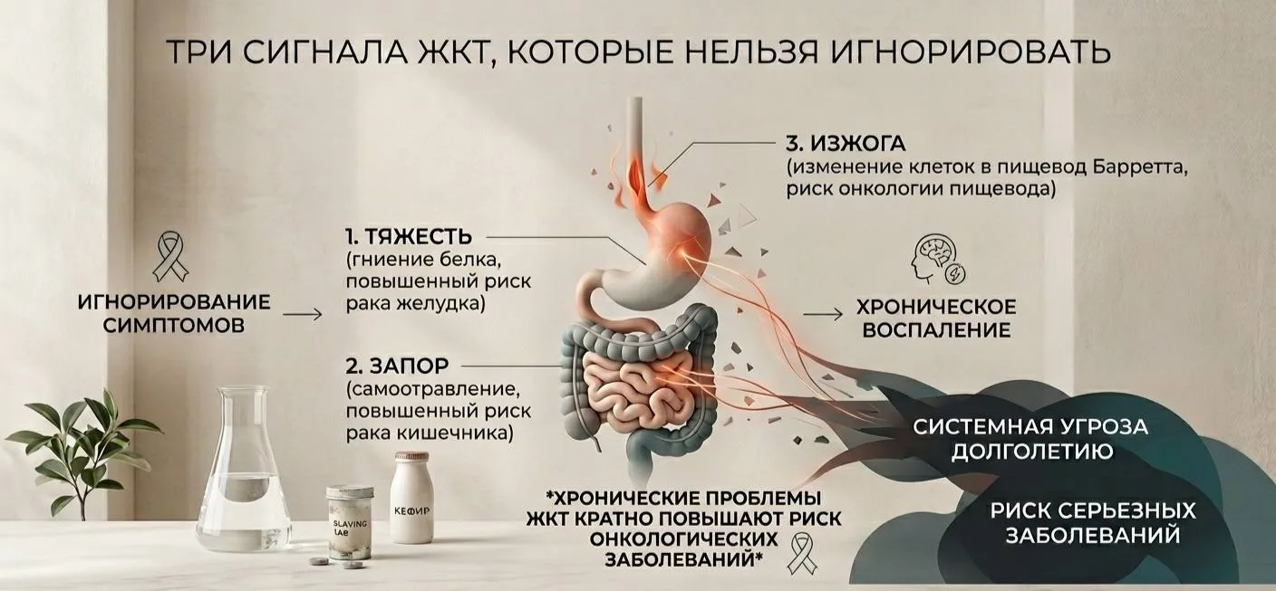 Три самых опасных симптома ЖКТ, которые все игнорируют Тяжесть в желудке после еды, хронический запо