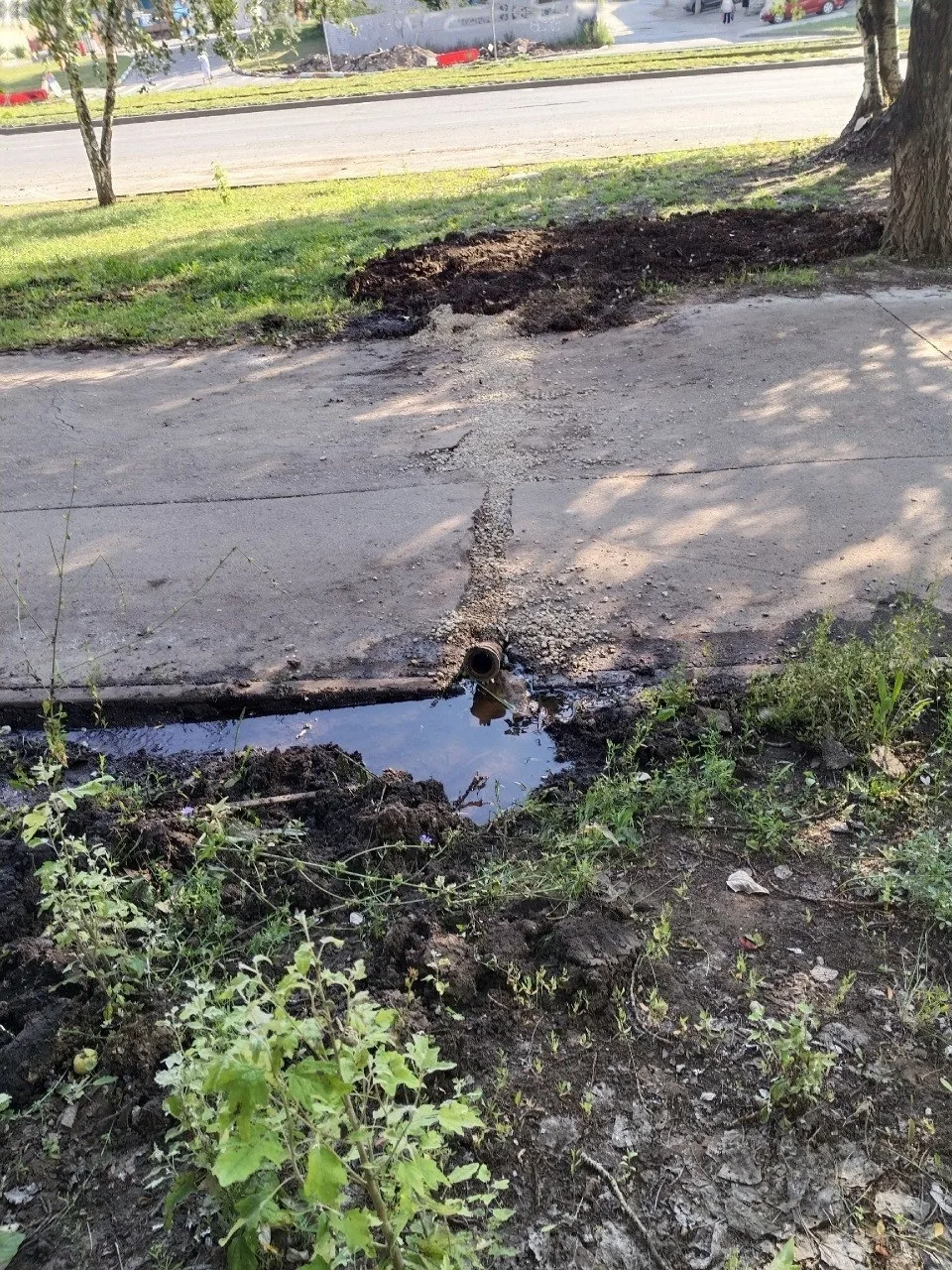 На улице 22 Партсъезда, 52 долгое время из-за протечки образовывалось настоящее «озеро». Об этом нео