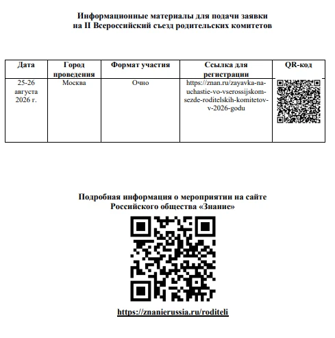 ‼️Уважаемые родители! Информация для вас! 

✅25-26 августа 2026 года состоится II Всероссийский съез