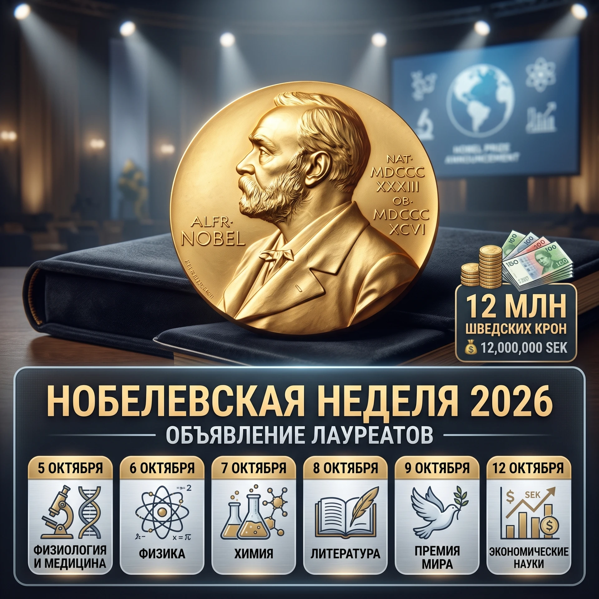 🏅 Стартовала Нобелевская неделя 2026! Кто заберет главную научную награду?