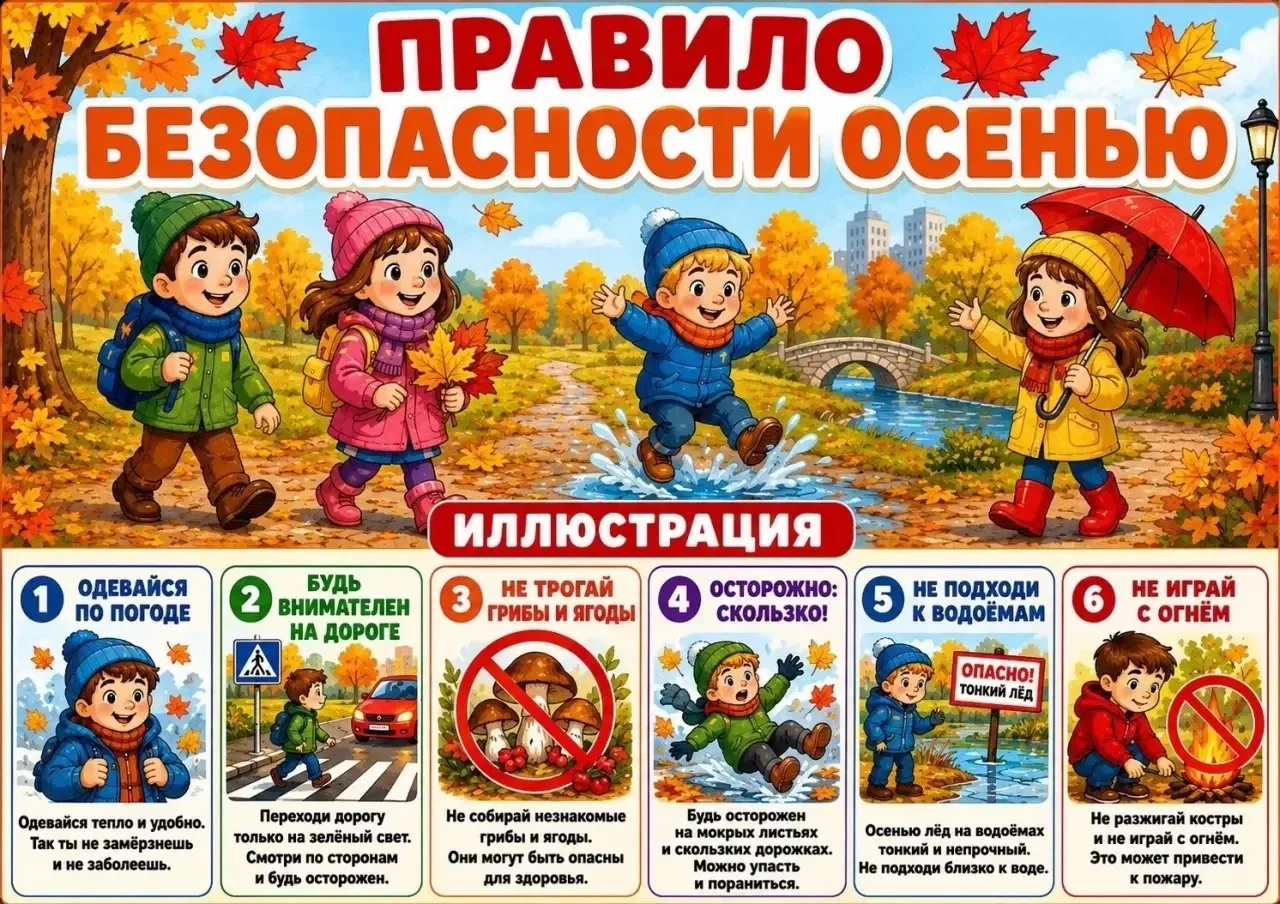 🍁 ПРАВИЛА БЕЗОПАСНОСТИ ОСЕНЬЮ 🍁